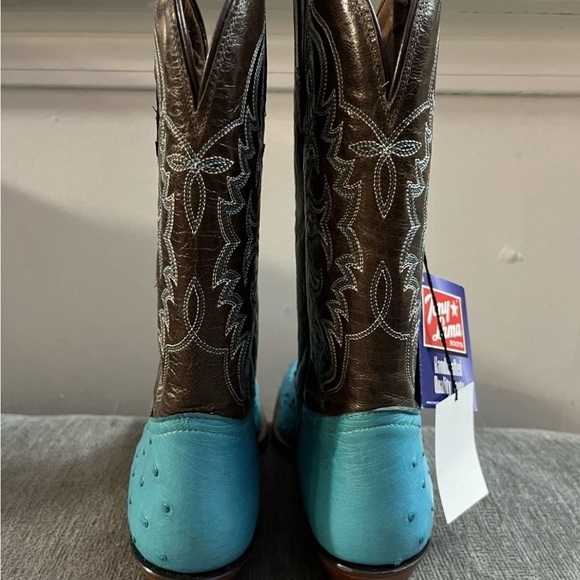 New NWT Vintage Tony Lama 1238-L Turquoise Ostrich Leather Cowboy Boots 9.5B USA - Picture 4 of 13